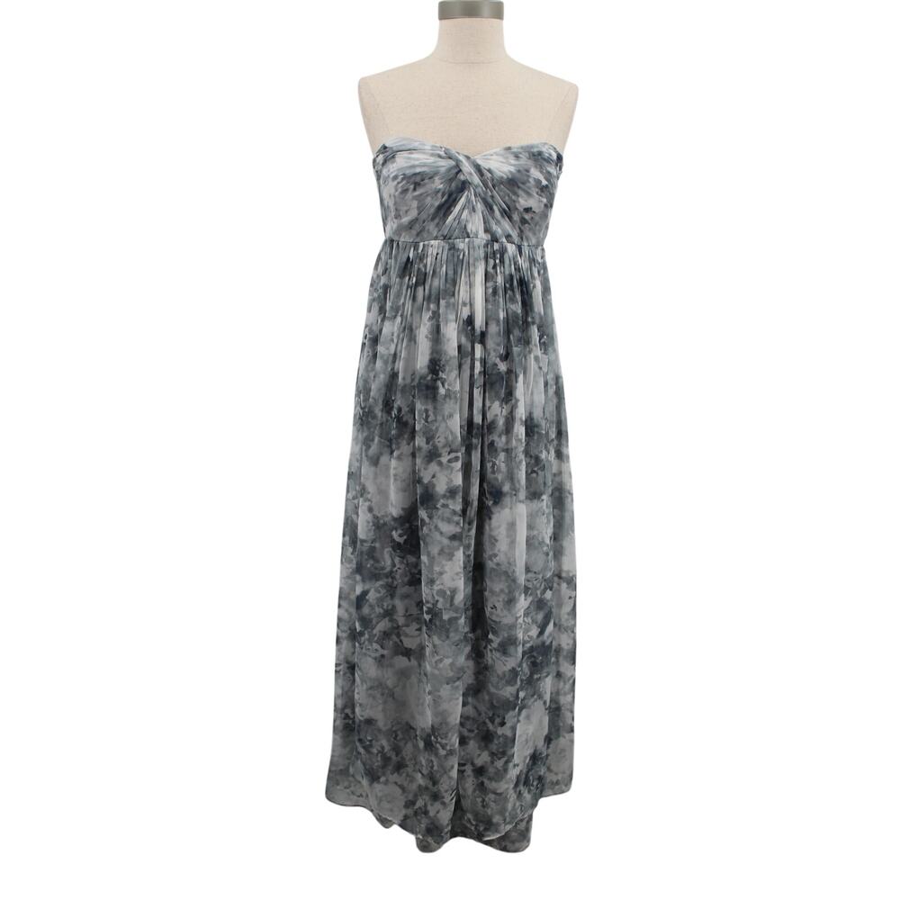 Jenny Yoo Nyla Watercolor Floral Strapless Gown Maxi Dress Wedding Grey 6
